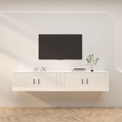 vidaXL Móveis de TV de parede 2 pcs 100x34,5x40 cm branco brilhante