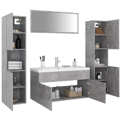 vidaXL Conj. móveis casa de banho derivados madeira cinzento cimento