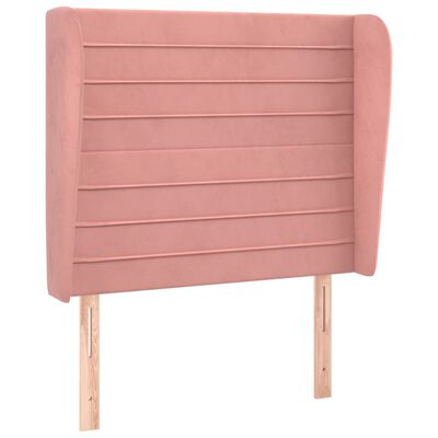 vidaXL Cabeceira de cama c/ abas veludo 93x23x118/128 cm rosa