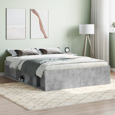 vidaXL Estrutura de cama de casal 135x190 cm cinza cimento