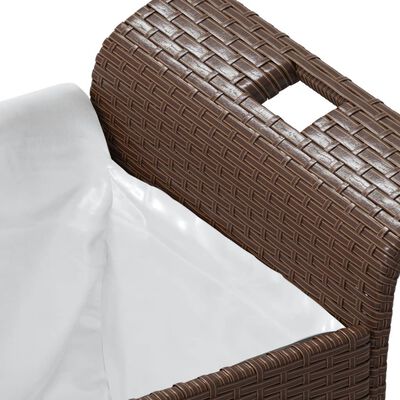 vidaXL Banco de jardim com almofadão 116x46x57 cm vime PE castanho