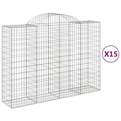 vidaXL Cestos gabião arqueados 15 pcs 200x50x140/160 ferro galvanizado