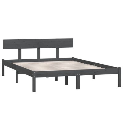 vidaXL Estrutura de cama 140x200 cm pinho maciço cinzento