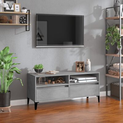 vidaXL Móvel p/ TV 100x34,5x44,5cm derivados de madeira cinza cimento