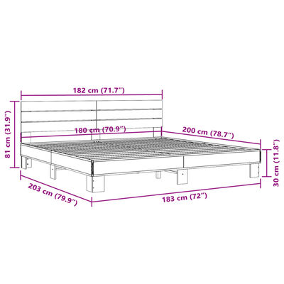 vidaXL Estrutura de cama 180x200 cm derivados madeira/metal