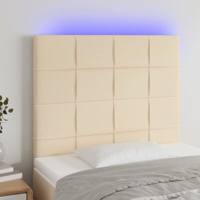 vidaXL Cabeceira cama c/ LED tecido 100x5x118/128 cm crème