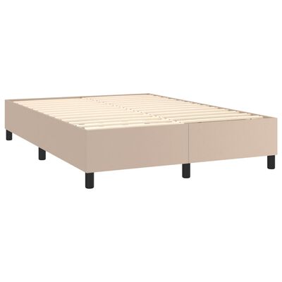 vidaXL Cama com molas/colchão 140x190 cm couro artificial cappuccino