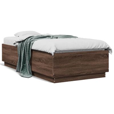 vidaXL Estrutura de cama 75x190 cm derivados madeira carvalho castanho