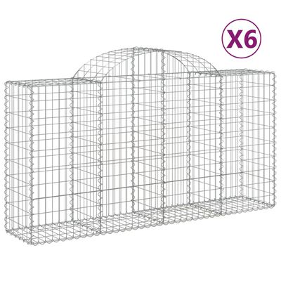 vidaXL Cestos gabião arqueados 6pcs 200x50x100/120cm ferro galvanizado