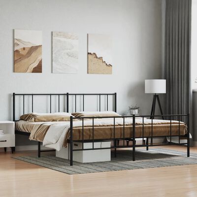 vidaXL Estrutura de cama com cabeceira e pés 200x200 cm metal preto