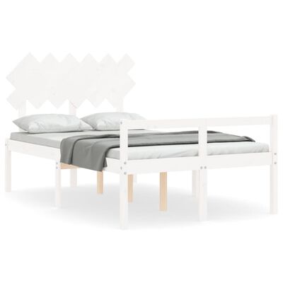 vidaXL Cama de casal para idosos com cabeceira madeira maciça branco