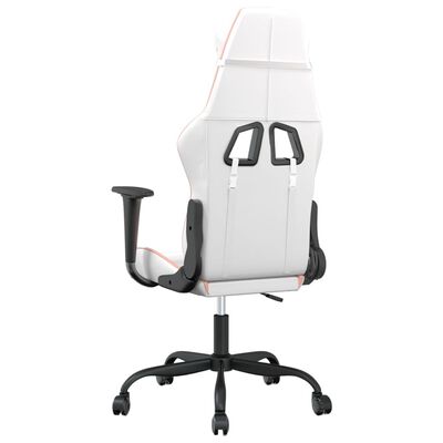 vidaXL Cadeira gaming couro artificial branco e rosa