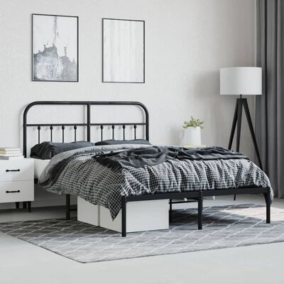 vidaXL Estrutura de cama com cabeceira 140x190 cm metal preto