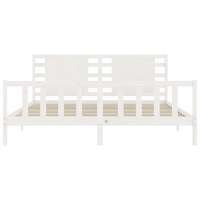 vidaXL Estrutura de cama com cabeceira 200x200cm madeira maciça branco