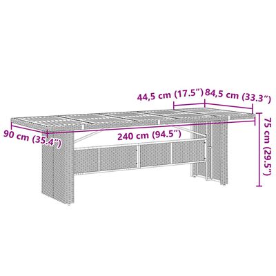 vidaXL 7 pcs conjunto de jantar p/ jardim c/ almofadões vime PE preto