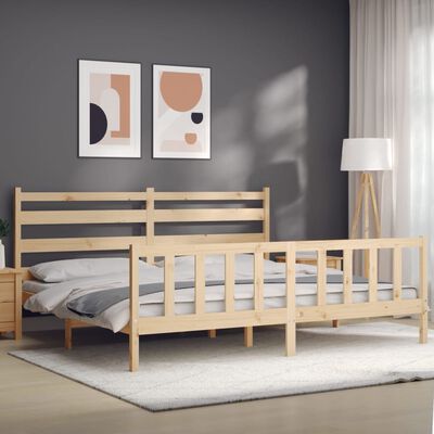 vidaXL Estrutura de cama com cabeceira 180x200 cm madeira maciça