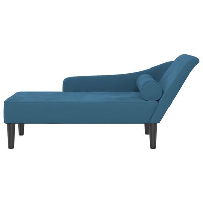 vidaXL Chaise lounge com almofadões veludo azul