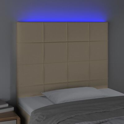 vidaXL Cabeceira cama c/ LED tecido 100x5x118/128 cm crème