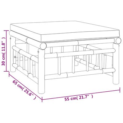 vidaXL 12pcs conj. lounge de jardim bambu c/ almofadões cinza-escuro