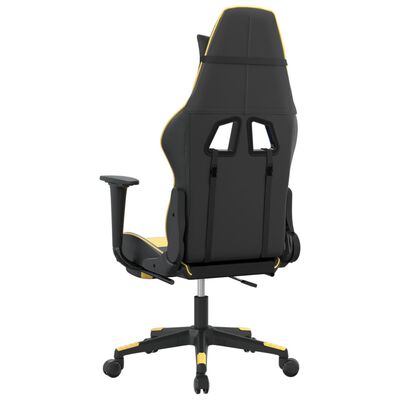 vidaXL Cadeira gaming massagens c/ apoio pés couro artif. Ouro/Preto