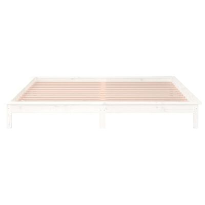 vidaXL Estrutura de cama c/ LED casal 135x190 cm madeira maciça branco