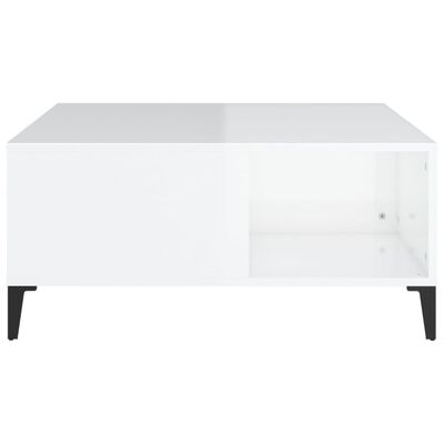 vidaXL Mesa de centro 80x80x36,5 cm derivados madeira branco brilhante