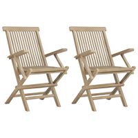 vidaXL Cadeiras de jardim dobráveis 2 pcs 56x61x89cm teca maciça cinza