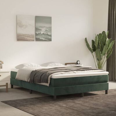 vidaXL Estrutura de cama 140x190 cm veludo verde-escuro