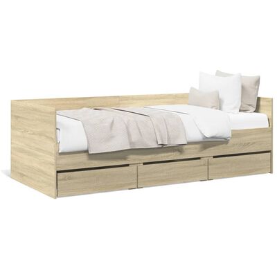 vidaXL Sofá-cama com gavetas sem colchão 75x190 cm carvalho sonoma