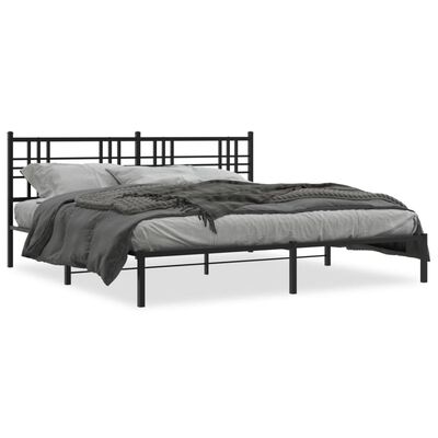 vidaXL Estrutura de cama com cabeceira 193x203 cm metal preto