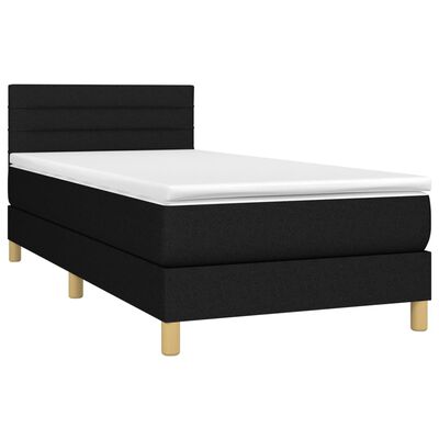 vidaXL Cama box spring c/ colchão e LED 90x190 cm tecido preto