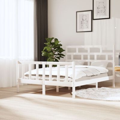 vidaXL Estrutura de cama 140x200 cm madeira de pinho maciça branco