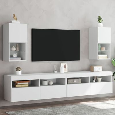 vidaXL Móveis de TV c/ luzes LED 2 pcs 30,5x30x60 cm branco