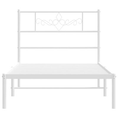 vidaXL Estrutura de cama com cabeceira 90x190 cm metal branco