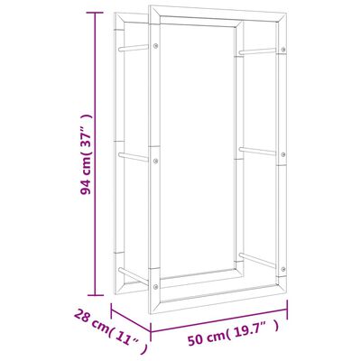 vidaXL Suporte para lenha 50x28x94 cm aço inoxidável