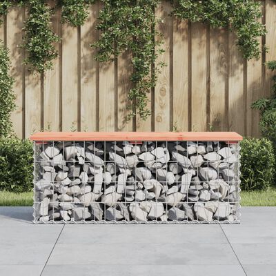 vidaXL Banco jardim design gabião 103x31,5x42cm madeira douglas maciça