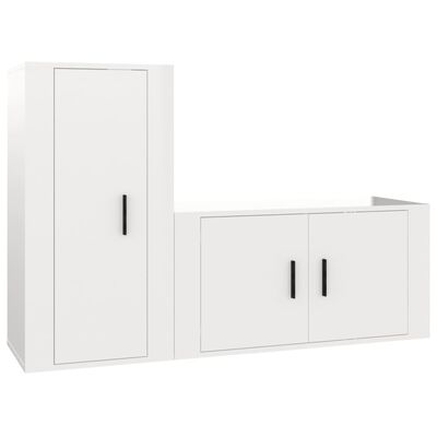 vidaXL 2 pcs conjunto móveis de TV derivados madeira branco brilhante