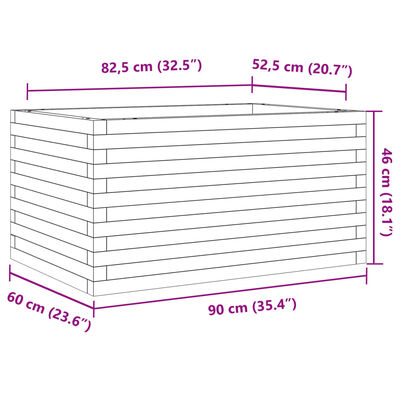 vidaXL Vaso/floreira de jardim 90x60x46 cm pinho maciço castanho-mel