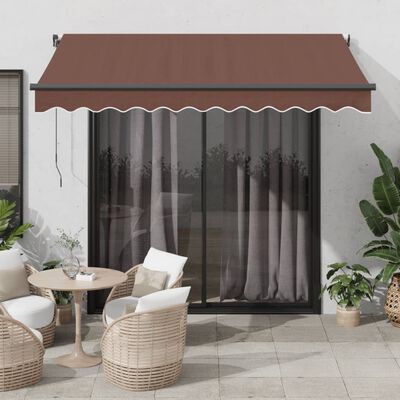 vidaXL Toldo retrátil automático com luzes LED 350x250 cm castanho