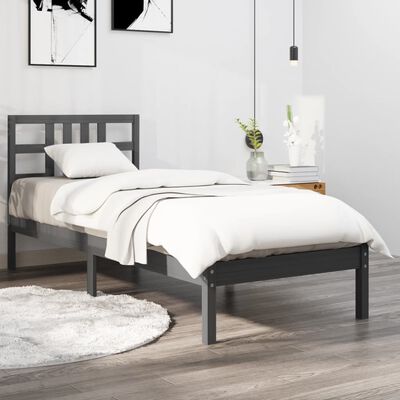 vidaXL Estrutura de cama solteiro 90x190 cm madeira maciça preto