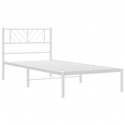 vidaXL Estrutura de cama em metal com cabeceira 107x203 cm branco