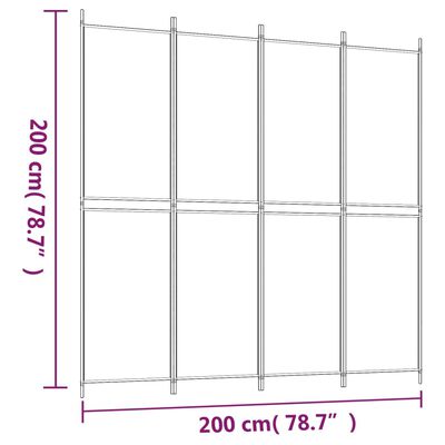 vidaXL Biombo com 4 painéis 200x200 cm tecido branco