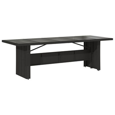 vidaXL Mesa de jardim com tampo de vidro 240x90x75 cm vime PE preto