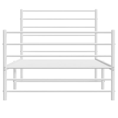 vidaXL Estrutura de cama com cabeceira e pés 90x190 cm metal branco