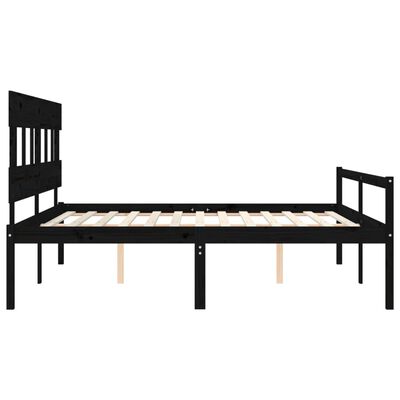 vidaXL Cama para idosos com cabeceira 200x200 cm madeira maciça preto