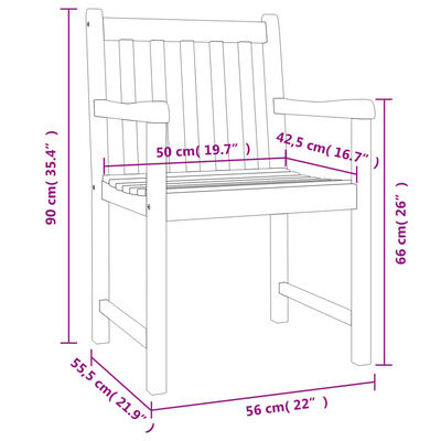 vidaXL Conjunto de jantar p/ jardim 5 pcs madeira de acácia maciça