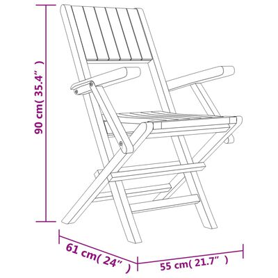 vidaXL Cadeiras de jardim dobráveis 8 pcs 55x61x90 cm teca maciça