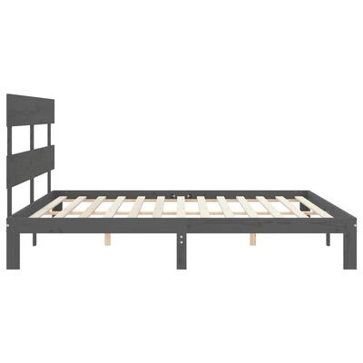 vidaXL Estrutura de cama com cabeceira 200x200 cm madeira maciça cinza