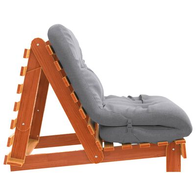 vidaXL Sofá-cama futon c/ colchão madeira de pinho maciça castanho-mel