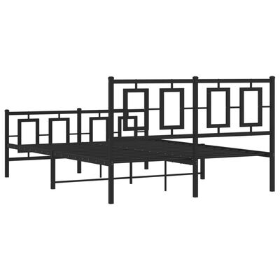 vidaXL Estrutura de cama com cabeceira e pés 135x190 cm metal preto